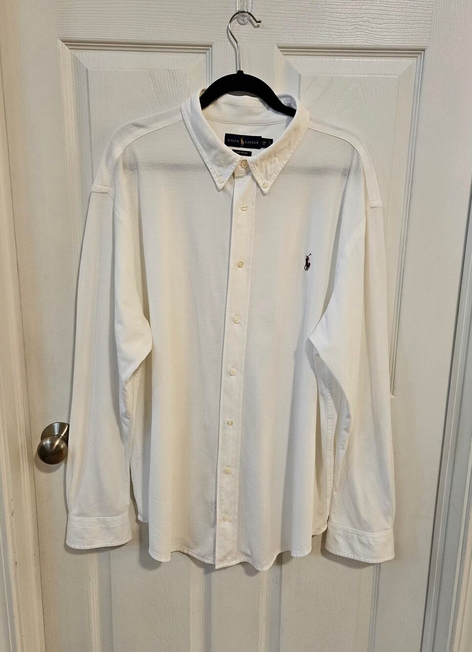 Ralph Lauren Knit Oxford Shirt Men’s 2XB Big White Cotton Button Down Pony